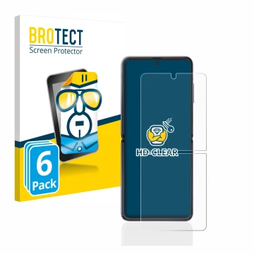 Parte frontal de un envase de producto con el logotipo de la marca BROTECT. Al lado se muestra el dispositivo Samsung Galaxy Z