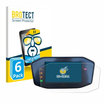 Parte frontal de un envase de producto con el logotipo de la marca BROTECT. Al lado se muestra el dispositivo KTM 890 Duke R 2