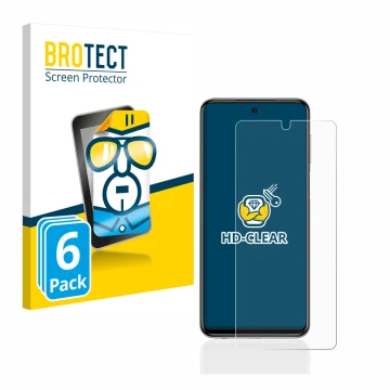 Parte frontal de un envase de producto con el logotipo de la marca BROTECT. Al lado se muestra el dispositivo Xiaomi Redmi Not