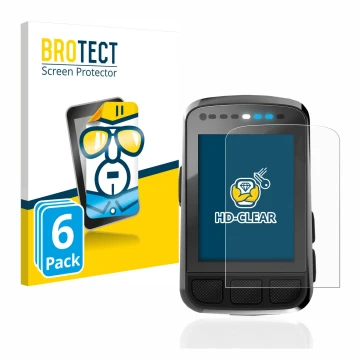 Parte frontal de un envase de producto con el logotipo de la marca BROTECT. Al lado se muestra el dispositivo Wahoo Elemnt Bol