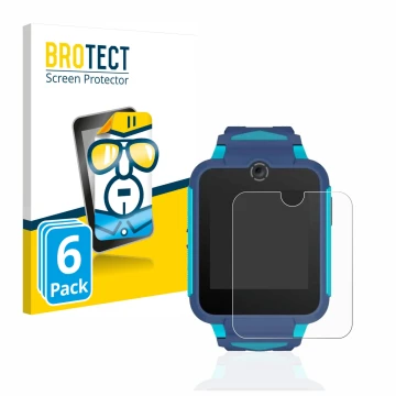 Parte frontal de un envase de producto con el logotipo de la marca BROTECT. Al lado se muestra el dispositivo TCL Movetime Fam