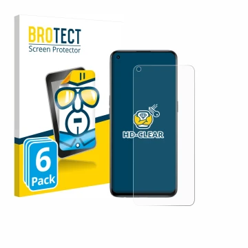 Parte frontal de un envase de producto con el logotipo de la marca BROTECT. Al lado se muestra el dispositivo realme GT Master