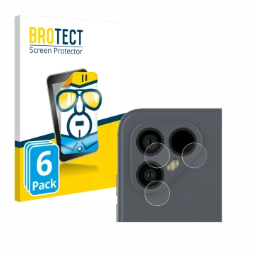 Parte frontal de un envase de producto con el logotipo de la marca BROTECT. Al lado se muestra el dispositivo Fairphone 4 (SÓL