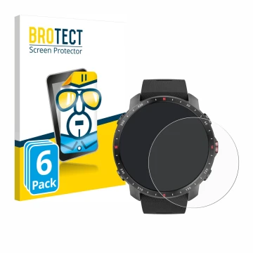 Parte frontal de un envase de producto con el logotipo de la marca BROTECT. Al lado se muestra el dispositivo Polar Grit X Pro