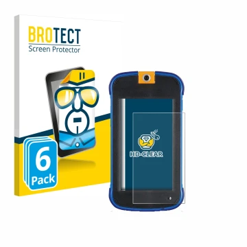 Parte frontal de un envase de producto con el logotipo de la marca BROTECT. Al lado se muestra el dispositivo Vtech Kidicom Ma