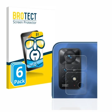 Parte frontal de un envase de producto con el logotipo de la marca BROTECT. Al lado se muestra el dispositivo Xiaomi Redmi Not