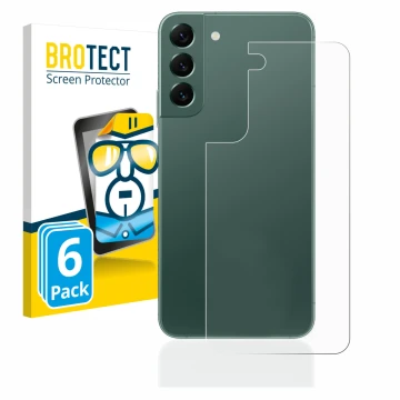 Parte frontal de un envase de producto con el logotipo de la marca BROTECT. Al lado se muestra el dispositivo Samsung Galaxy S