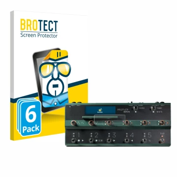 Parte frontal de un envase de producto con el logotipo de la marca BROTECT. Al lado se muestra el dispositivo Kemper Profiler 