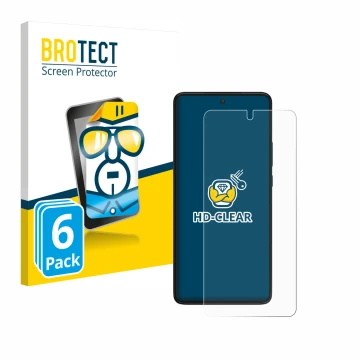 Parte frontal de un envase de producto con el logotipo de la marca BROTECT. Al lado se muestra el dispositivo Motorola Edge 30