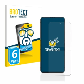 Parte frontal de un envase de producto con el logotipo de la marca BROTECT. Al lado se muestra el dispositivo Samsung Galaxy Z