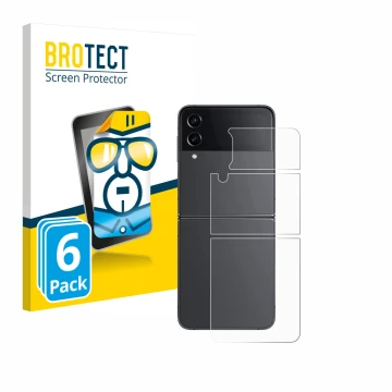 Parte frontal de un envase de producto con el logotipo de la marca BROTECT. Al lado se muestra el dispositivo Samsung Galaxy Z