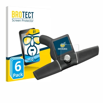 Parte frontal de un envase de producto con el logotipo de la marca BROTECT. Al lado se muestra el dispositivo Motocaddy M3 GPS