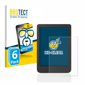 Parte frontal de un envase de producto con el logotipo de la marca BROTECT. Al lado se muestra el dispositivo Tolino Shine 4 c