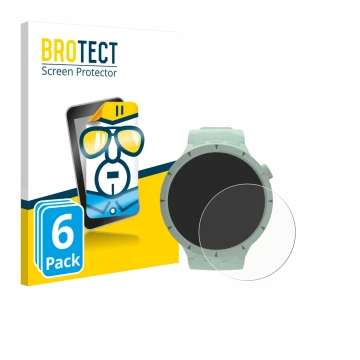 Parte frontal de un envase de producto con el logotipo de la marca BROTECT. Al lado se muestra el dispositivo Swatch Big Bold 