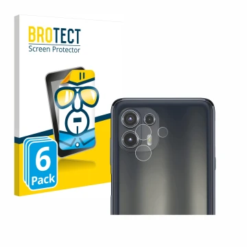 Parte frontal de un envase de producto con el logotipo de la marca BROTECT. Al lado se muestra el dispositivo Motorola Edge 20