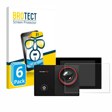 Parte frontal de un envase de producto con el logotipo de la marca BROTECT. Al lado se muestra el dispositivo Akaso EK7000 Pro