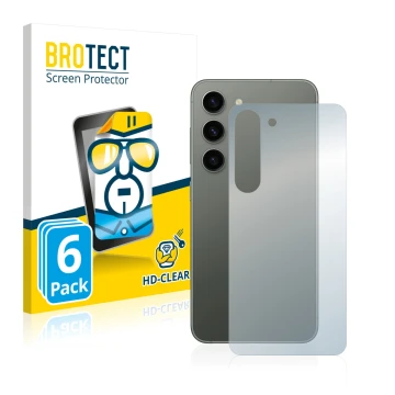 Parte frontal de un envase de producto con el logotipo de la marca BROTECT. Al lado se muestra el dispositivo Samsung Galaxy S