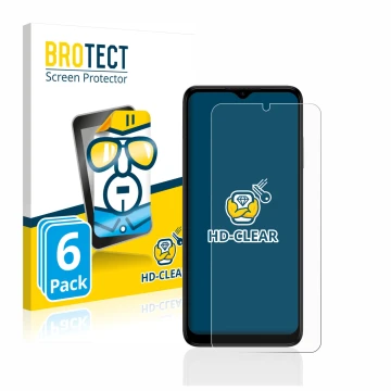 Parte frontal de un envase de producto con el logotipo de la marca BROTECT. Al lado se muestra el dispositivo Nokia G22 con su