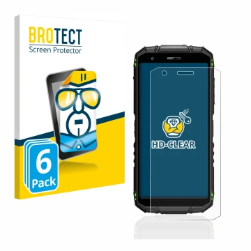 Parte frontal de un envase de producto con el logotipo de la marca BROTECT. Al lado se muestra el dispositivo Doogee S41 Pro c