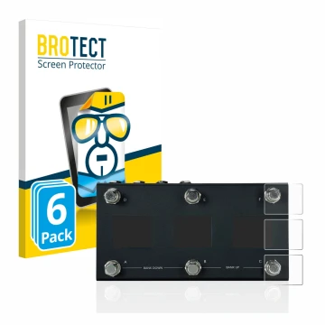 Parte frontal de un envase de producto con el logotipo de la marca BROTECT. Al lado se muestra el dispositivo Morningstar MC6 