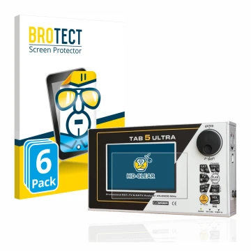 Parte frontal de un envase de producto con el logotipo de la marca BROTECT. Al lado se muestra el dispositivo Rover TAB 5 ULTR