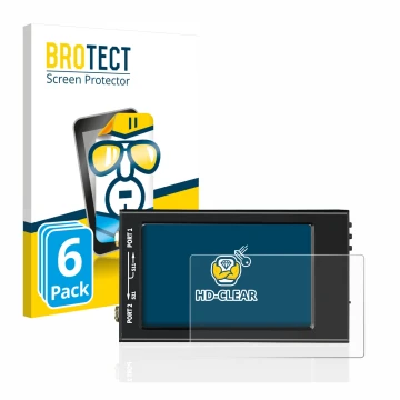 Parte frontal de un envase de producto con el logotipo de la marca BROTECT. Al lado se muestra el dispositivo SDRGEEK NanoVNA-