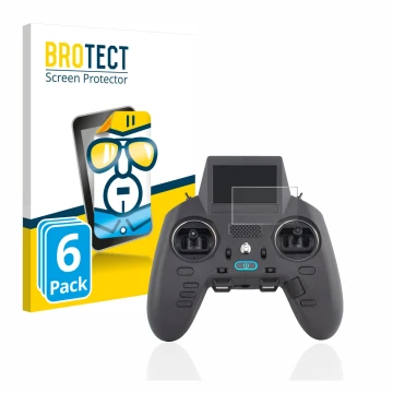 Parte frontal de un envase de producto con el logotipo de la marca BROTECT. Al lado se muestra el dispositivo Radiomaster Zorr