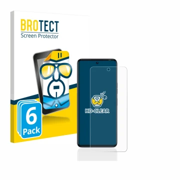 Parte frontal de un envase de producto con el logotipo de la marca BROTECT. Al lado se muestra el dispositivo Tecno Camon 20 c