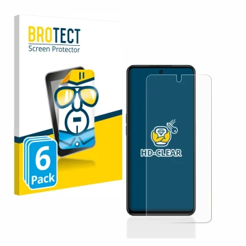 Parte frontal de un envase de producto con el logotipo de la marca BROTECT. Al lado se muestra el dispositivo Oppo A98 5G con 
