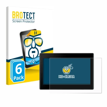 Parte frontal de un envase de producto con el logotipo de la marca BROTECT. Al lado se muestra el dispositivo Garmin Drive 53 