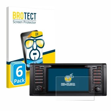 Parte frontal de un envase de producto con el logotipo de la marca BROTECT. Al lado se muestra el dispositivo Xtrons IQ7039B c