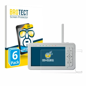 Parte frontal de un envase de producto con el logotipo de la marca BROTECT. Al lado se muestra el dispositivo Babysense HD S2 
