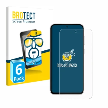 Parte frontal de un envase de producto con el logotipo de la marca BROTECT. Al lado se muestra el dispositivo Samsung Galaxy S