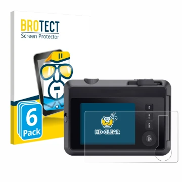 Parte frontal de un envase de producto con el logotipo de la marca BROTECT. Al lado se muestra el dispositivo Leica SOFORT 2 c