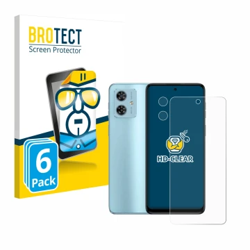 Parte frontal de un envase de producto con el logotipo de la marca BROTECT. Al lado se muestra el dispositivo Motorola Moto G5