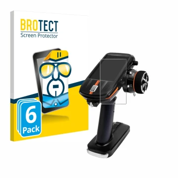 Parte frontal de un envase de producto con el logotipo de la marca BROTECT. Al lado se muestra el dispositivo RadioLink RC8X c