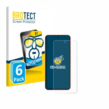 Parte frontal de un envase de producto con el logotipo de la marca BROTECT. Al lado se muestra el dispositivo Google Pixel 8 (