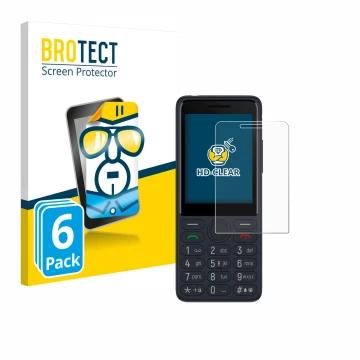 Parte frontal de un envase de producto con el logotipo de la marca BROTECT. Al lado se muestra el dispositivo TCL Onetouch 402
