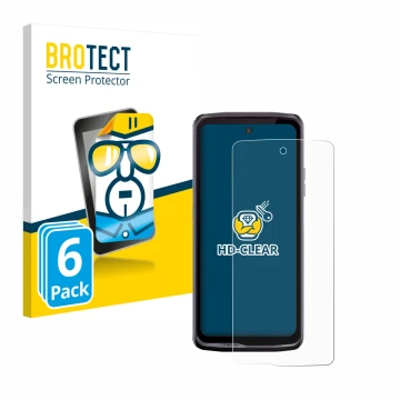 Parte frontal de un envase de producto con el logotipo de la marca BROTECT. Al lado se muestra el dispositivo Crosscall Stella