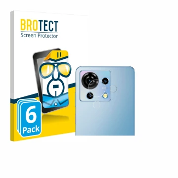 Parte frontal de un envase de producto con el logotipo de la marca BROTECT. Al lado se muestra el dispositivo ZTE Blade V50 Vi
