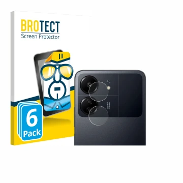 Parte frontal de un envase de producto con el logotipo de la marca BROTECT. Al lado se muestra el dispositivo Xiaomi Poco C65 
