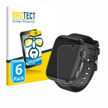 Parte frontal de un envase de producto con el logotipo de la marca BROTECT. Al lado se muestra el dispositivo Okyuk 4G Kids Sm