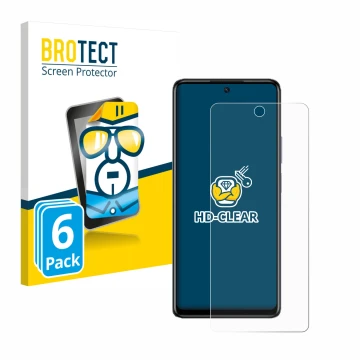 Parte frontal de un envase de producto con el logotipo de la marca BROTECT. Al lado se muestra el dispositivo Infinix Hot 40 P