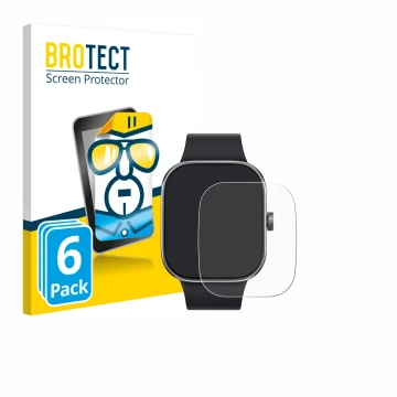 Parte frontal de un envase de producto con el logotipo de la marca BROTECT. Al lado se muestra el dispositivo Xiaomi Redmi Wat