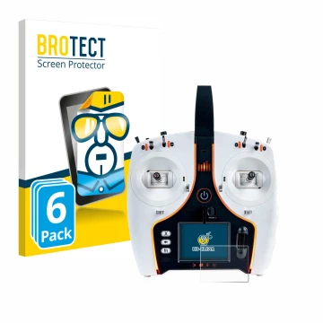 Parte frontal de un envase de producto con el logotipo de la marca BROTECT. Al lado se muestra el dispositivo Spektrum NX7e co