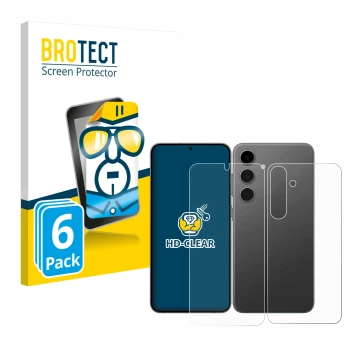 Parte frontal de un envase de producto con el logotipo de la marca BROTECT. Al lado se muestra el dispositivo Samsung Galaxy S