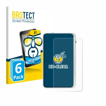 Parte frontal de un envase de producto con el logotipo de la marca BROTECT. Al lado se muestra el dispositivo Timekettle Fluen