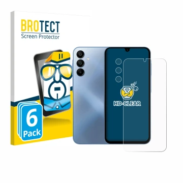 Parte frontal de un envase de producto con el logotipo de la marca BROTECT. Al lado se muestra el dispositivo Samsung Galaxy A