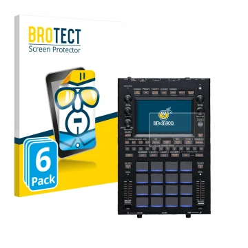 Parte frontal de un envase de producto con el logotipo de la marca BROTECT. Al lado se muestra el dispositivo KORG KAOSS Repla