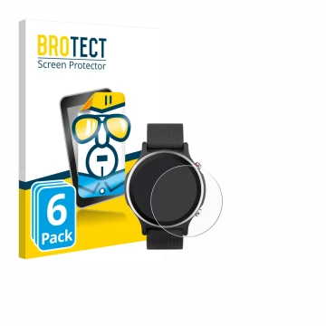 Parte frontal de un envase de producto con el logotipo de la marca BROTECT. Al lado se muestra el dispositivo ASUS VivoWatch 6